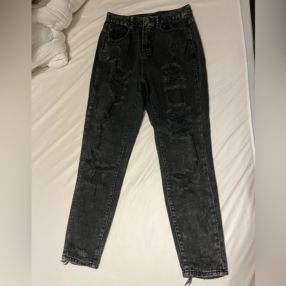Fashion Nova Black Ripped Jeans